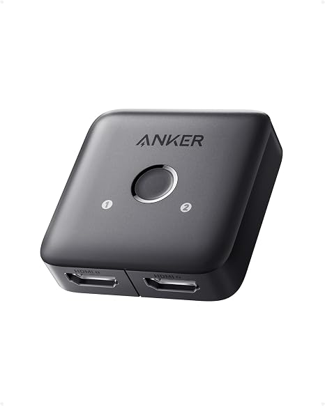 Anker HDMI Switch, 2 in 1 Out HDMI Switcher, Monitor Switch with 4K@60Hz | Smooth Finish, Supports HDR/3D/Dolby, for Laptops/PC/Xbox/PS5/PS4/Projector, and More