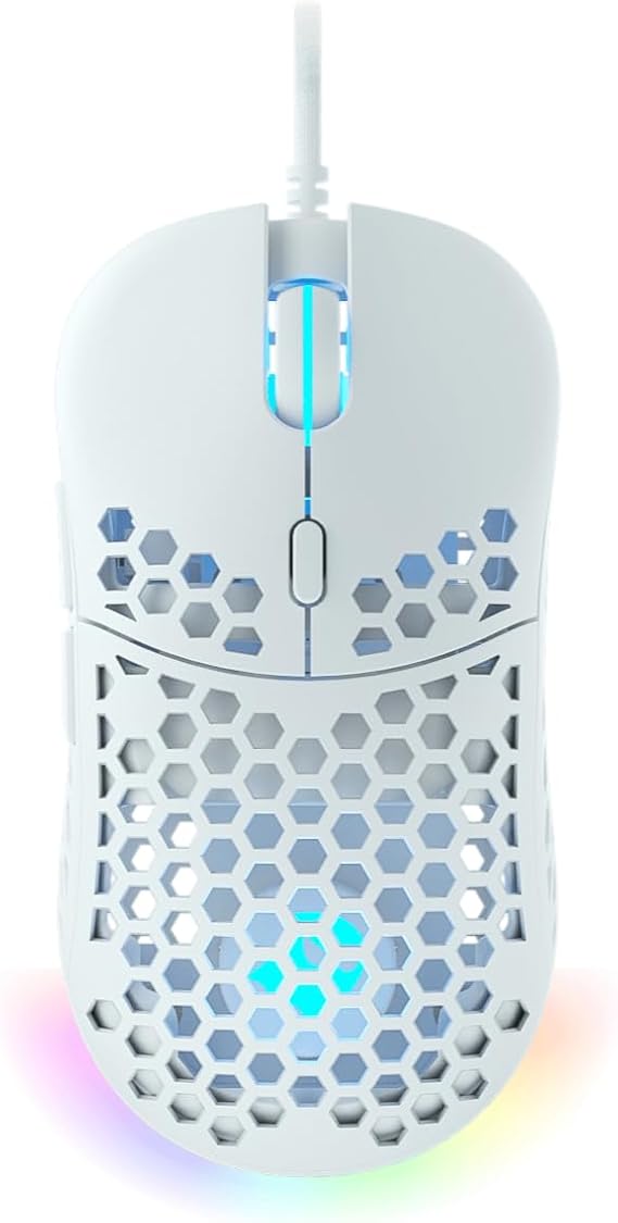 Clutch Ghost M1 Ultralight Gaming Mouse - 50g Super Lightweight, Full RGB, PixArt 3327 Sensor, Ultra Weave Paracord Cable for PC, Mac, Xbox, PS5