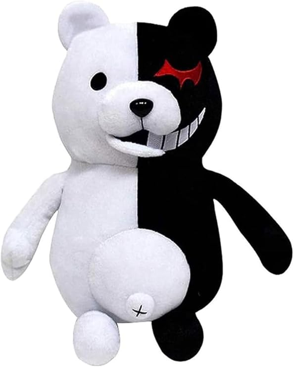 25cm / 9.84in Black White Bear Plush Anime Stuffed Plush Toy