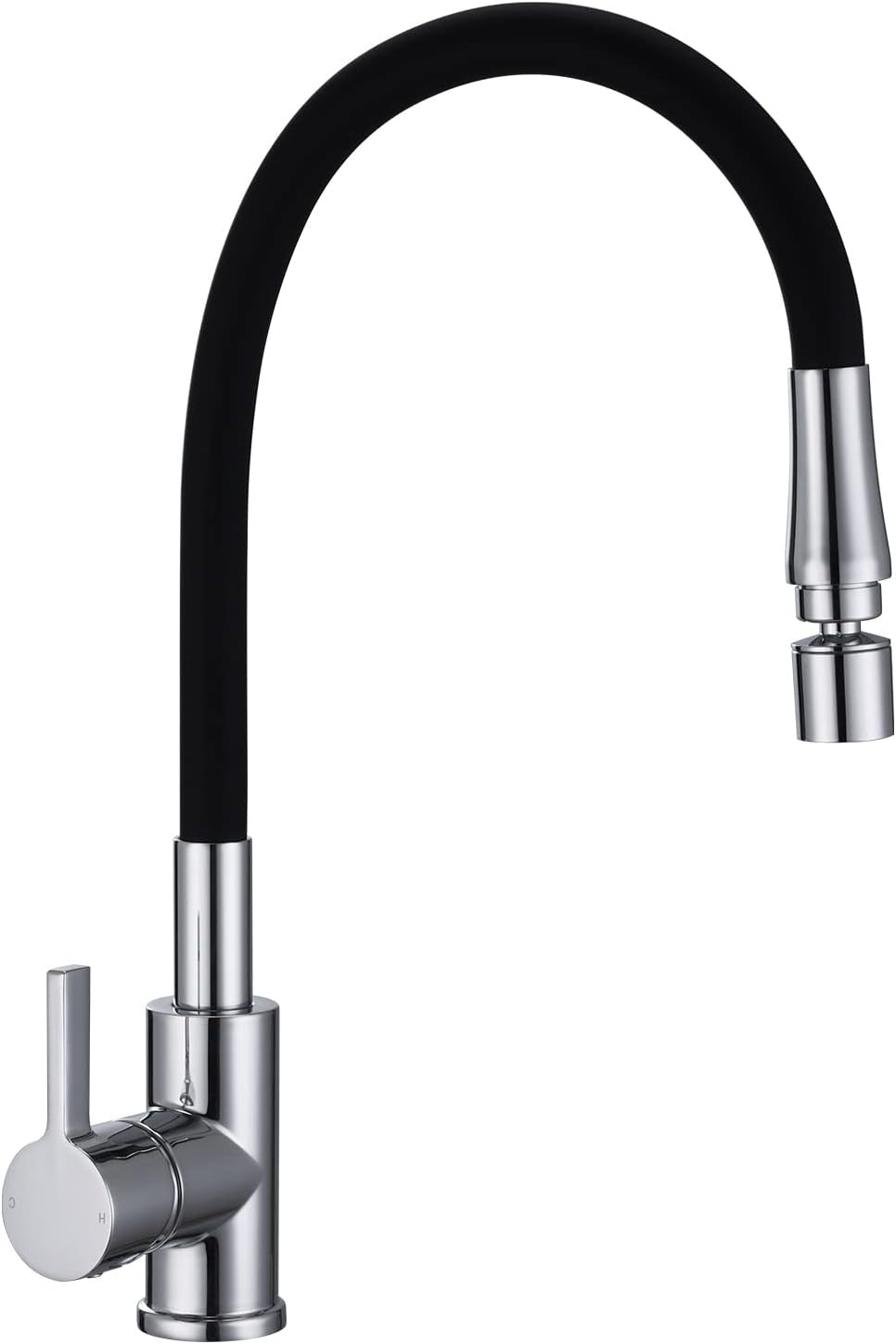 Flexible Kitchen Sink Mixer Tap Pull Down Dual Spray Mode 360 Swivel Matte Black Silicon Hose Chrome
