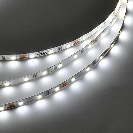 UL 12V 24W 16.4-ft 300xSMD2835 Flexible LED Strip Kit with Touch-Sensitive PWM Dimmer, White 6000K, 20105WH+DCT
