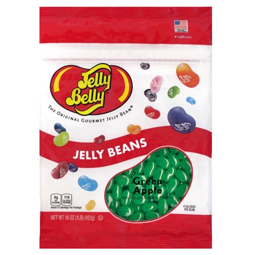 Jelly Belly Green Apple Jelly Beans - 1 Pound 16 Ounces Resealable Bag - Genuine, Official, Straight from the Source