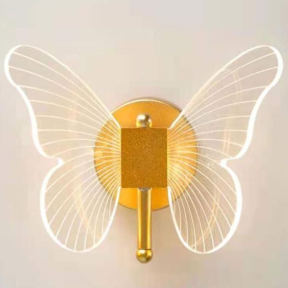 Butterfly Wall Sconce, Wall-Mounted Lamp, Bedside Lamp with Acrylic Shade, 3 Color Temperature Living Room Fixture (Butterfly Wall Lamp)