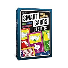 Smart Cards US States, 7 Games in 1, Pairs, Snap, Trumps, Rummy, Quiz, Learn Facts, Travel Game, Gift, Stocking Stuffer, 100 Cards, Age 5, 1-8 Players