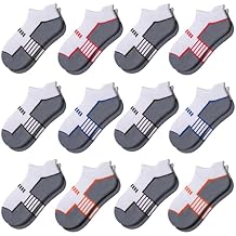 Comfoex 12 Pairs Boys Socks - Ankle Low Cut Athletic Half Cushioned Short Socks For Kids 4-6, 6-8, 8-10 Years Old