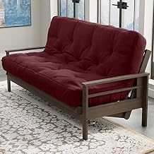 Loosh Home | 6" Full Size Futon Sofa Bed Memory Foam Mattress - USA Made, Burgundy, Frame Not Included