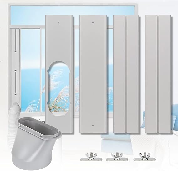 Portable AC Window Vent Kit 5.9" Air Conditioner Window Seal Panel Hose Kit
