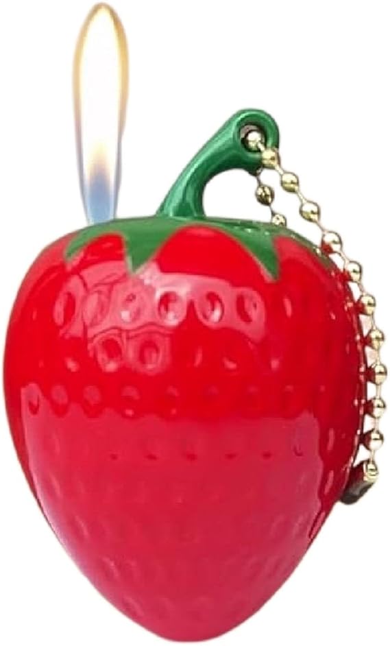 Cute Strawberry Soft Flame Lighter, Keychain Lighter, refillable Adjustable Flame Lighter, Suitable for Candles, Gifts for Women