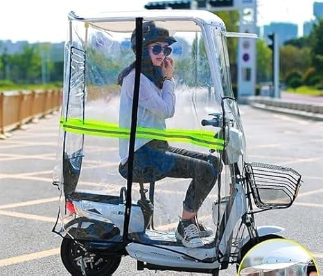Waterproof Electric Bike Cover Canopy Umbrella for Mobility Scooters & Battery Cars - Universal Outdoor Sunshade for Electric Motorcycles & E-Bikes (Size A)