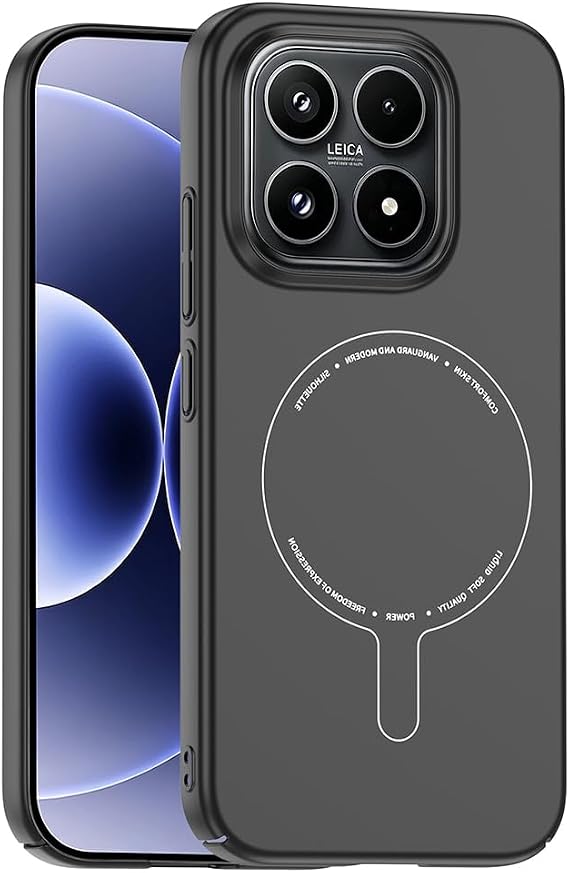 Coverzone Xiaomi 17 ile Uyumlu M-Safe Şarj Özellikli Kamera Korumalı Elio Sert PC Kapak Ultra İnce Mat Yüzey Manyetik Şarj Destekli Koruyucu Mi 17 için Kılıf Siyah