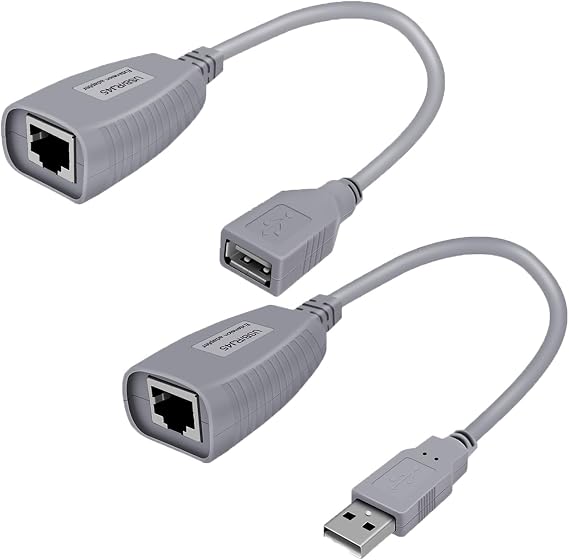 USB Extender Over Ethernet Cat6/Cat5a, USB Port Extender rj45 Up to 164ft/50m, Supports USB1.1 Protocol Compatible with USB2.0 Mouse, Keyboard, Printer