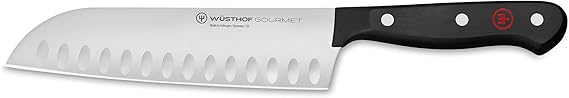WUSTHOF Gourmet 7" Hollow Edge Santoku Knife,Black