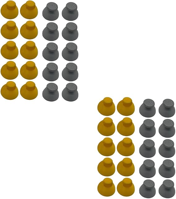 Magik 20-40Pc for Gamecube Thumbstick Caps Replacement Controller Joystick Rubber (40 Pack(20 Ea), Yellow+Gray)