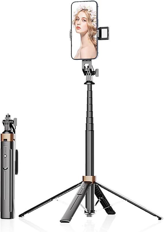 XINBAOHONG Selfie Stick, Extendable Tripod Stand with Bluetooth Remote for iPhone Android Phone, Compact Size & Lightweight