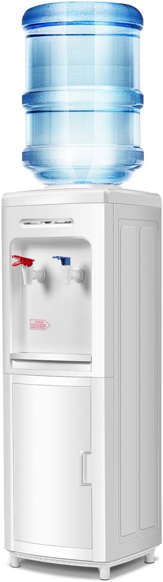 Primo Adjustable Temperature Water Dispenser - Cold & Hot Water, Home & Office Use, Freestanding Style, Stainless Steel, White