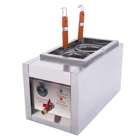 Commercial Electric Pasta Cooking Machine, 2 Holes Noodles Cooker with Pasta Strainer Table Top Noodles Cooker Machine for Home Restaurant 110V
