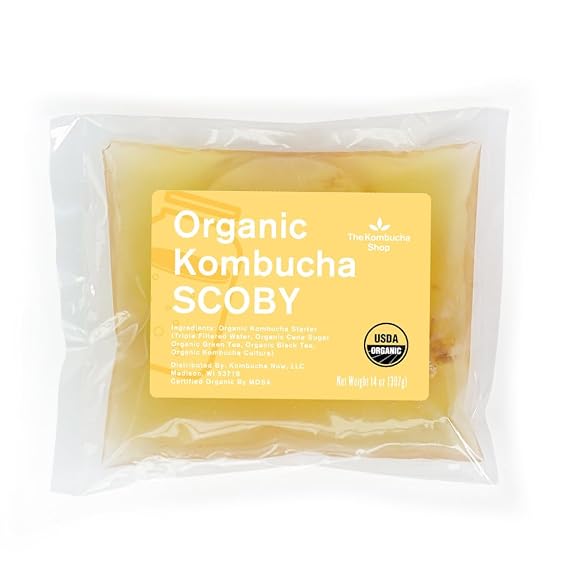 100% Organic SCOBY Kombucha Starter Kit - 100%  to Brew - Fresh, Live Culture with Starter Liquid - The Kombucha Shop