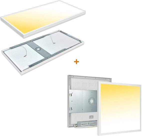 2x4 Flat Panel LED Flush Mount Ceiling Light 2-Pack and 2x2 LED Surface Mount Flat Panel Light 2-Pack Bundled Product