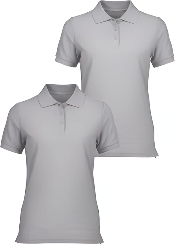 INGEAR Girls Short Sleeve Polo Shirt 2-Pack - School Uniform, Casual Wear, Moisture-Wicking, Breathable, Sizes 4-16