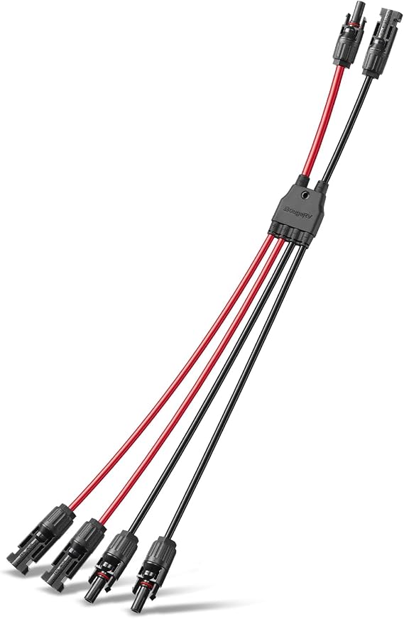 BougeRV Solar Parallel Connectors, 2 to 4 Y Branch 10AWG Cable