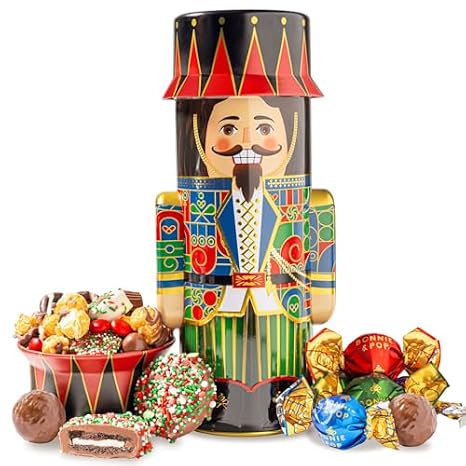 Christmas Gift Baskets- Nutcracker Chocolate, Cookies, Snacks, Candy Brittle, Food, for Holiday, Families, Friends, Office, Men, Women, Her, Him, Stocking Stuffer Idea Bonnie and Pop