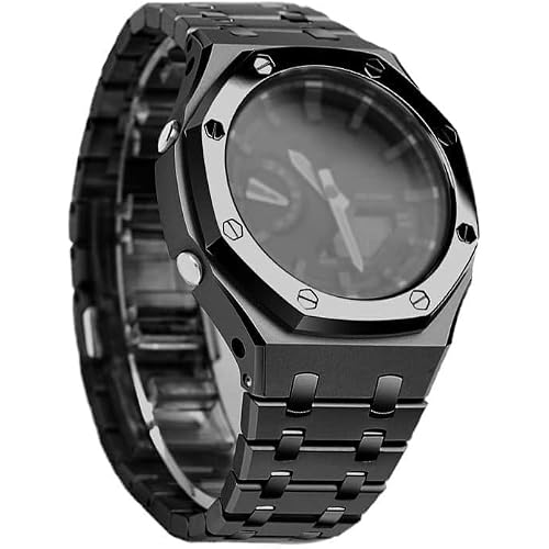 Frosted Stainless Steel Bezel Case with Modified Strap,For GA2100 All Metal Mens Matte Texture Case Integrated Band For GA2110