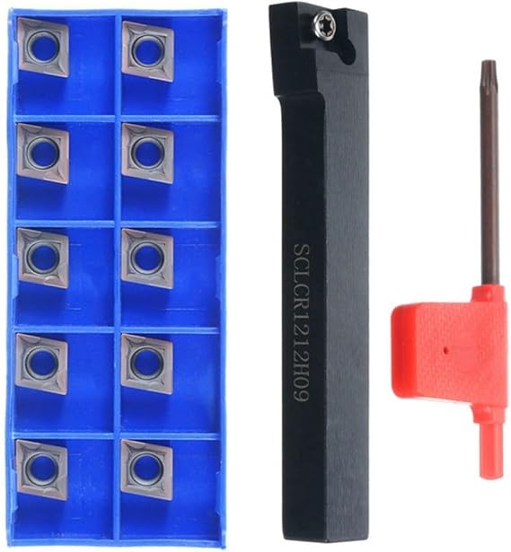 SCLCR1212H09 Lathe Tool Holder With 10PCS CCMT09T304 Carbide Inserts For Semi-finishing And Finishing CNC Turning