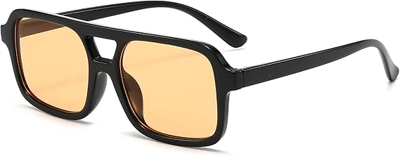 Retro Square Sunglasses for Women Men 70s Tinted Pilot Rectangle Sun Glasses Trendy Classic Shades Eyewear