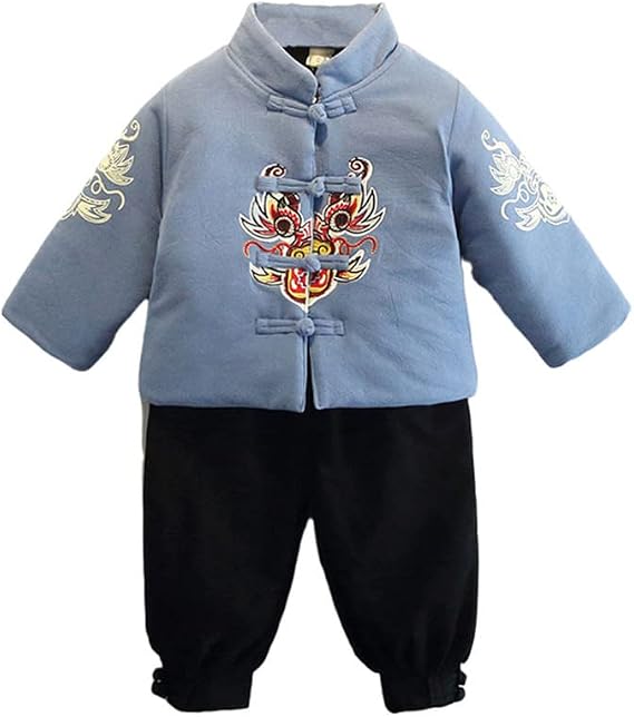 Mud Kingdom Little Boys Fleece Outfits Tang Suit Traditional Style