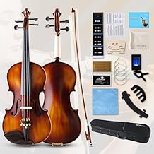 Violin 4/4 Full Set,Beginner Violin for Adults,Kids,Students,4/4 Violin with spruce,maple and ebony accessories,Full Size Violin with 10 pieces for Beginner Ages 11+,Professional Performers(Classic)
