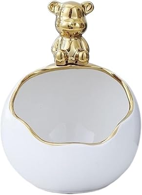 Decoration Bear Tray Figurines Bearbrick Piggy Bank Home Living Room Bedroom Key Storage Decor Ornament Candy Container Animal Statues Fashion19cmx14cmx14cm Gold