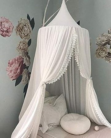 Kids Bed Canopy Round Dome Princess Girls Canopy Bedroom Nursery Decoration Queen Size Drape Bed Curtains