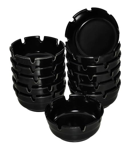 Tablecraft 334" Black Economy Ashtray, Pack of 12