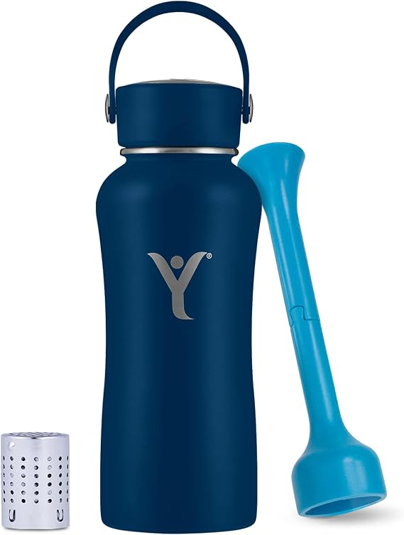 DYLN 16 oz Alkaline Water Bottle | Creates Premium Water up to 9+ pH | Keeps Cold for 24 Hours | Vacuum Insulated 316 Stainless Steel | Standard Mouth Cap | Galaxy Blue, 16 oz (480 mL)