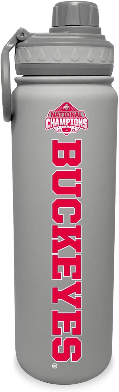 Campus Colors NCAA College Football Nationship Championship 24 oz Water Bottle - Twist on cap & Carry Clip - Keeps Drinks Cold