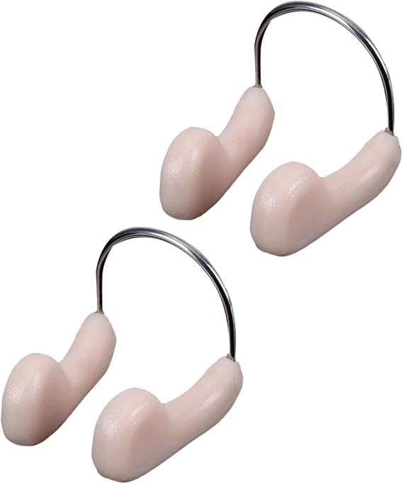 SUPVOX Silicone Nose Clips for Swimming: Anti-Slip Clips for Adults - Waterproof Diving Nose Protectors with Box - Beige
