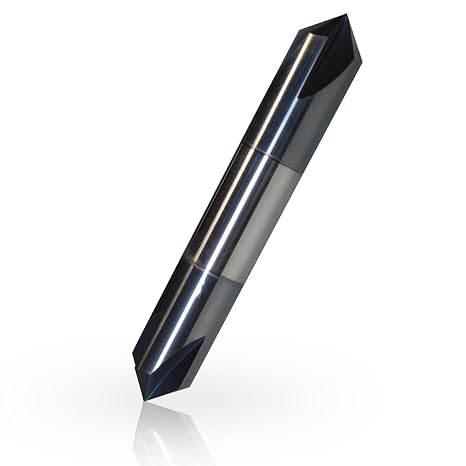 1/2" Chamfer Mill Solid Carbide End Mill,1/2" Cutting Diameter, 3" Overall Length, 4 Flute, 90 Chamfer Angle, Chamfer Mill, Double End,AlTiN Coated,for Medium Hardness Materials