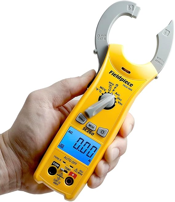 Fieldpiece Compact HVACR Clamp Multimeter SC260 True RMS Clamp Meter with Temperature, Capacitance & Backlight