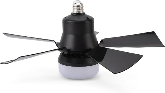 Socket Fan Light with Remote and Fan, fit E26/E27, 3 Color & Fan Speed