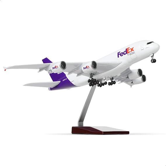 1:200 A380 Airplane Model Die-cast Metal Stand for FedEx | for Airbus A380 Aircraft, pre-built die-cast metal collectible with stand, aviation enthusiast gift, desktop collection
