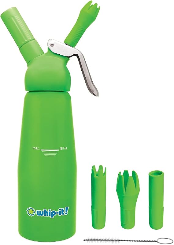 Whip-It! 1/4L Armor Dispenser - All Aluminu-for Desserts, Coffee & BakingDurable, Easy to Use & Clean - Green