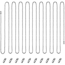 Ceiling Fan Pull Chain Extender, 12Feet 3mm Diameter Beaded Ball Fan Light Extension Pull Chain with 10 Matching Connectors (silver)