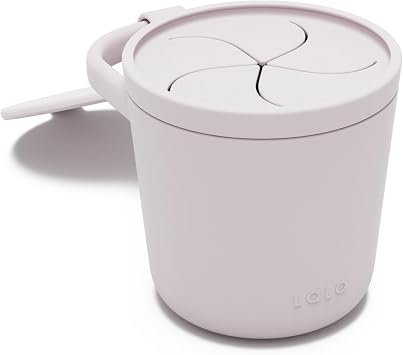 Lalo Snack Cup - Mess-Free Silicone Snack Cups for Toddlers & Babies with Detachable Lid, BPA-Free Baby Snack Containers, Fits Most Stroller & Car Seat Cup Holders, Dishwasher Safe, Lavender