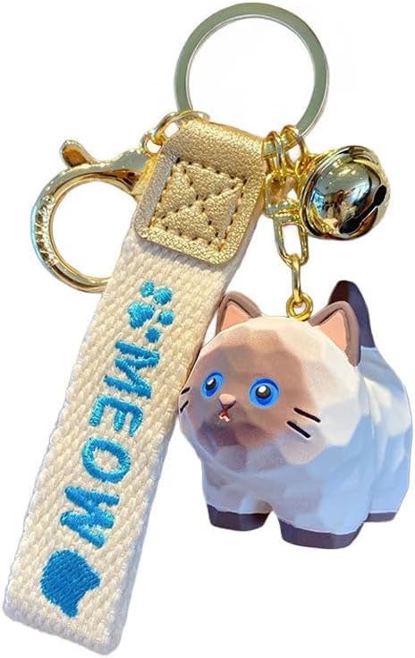 Cat Wood Carving Style Key Charm Key Ring Key Chain Bag Charm Strap Accessory Loss Prevention Cute Jewelry Cute Miscellaneous Goods Key Car Ladies' Couples Accessories Gift Present