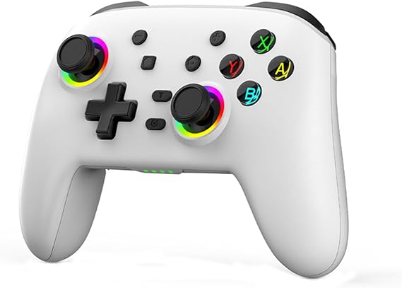 Switch Pro Controller Compatible with Switch/Switch Lite, Wireless Bluetooth Switch Controller with RGB Light/Programmable/Turbo/Vibration/Motion Control/Wakeup White