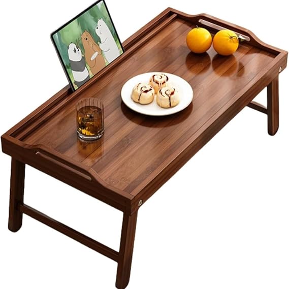 Low Table, Folding, Stylish, Bamboo Table, Bed Table, Folding Desk, Sitting Table Bed Tray, Snack Breakfast Tray Table, Assembled Product, Folding Desk, Small, Lightweight, Serving 15.7 x 11.8