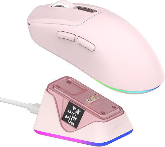 EPOMAKER NEX Lite Wireless Gaming Mouse w/Screens & RGB Charging Dock