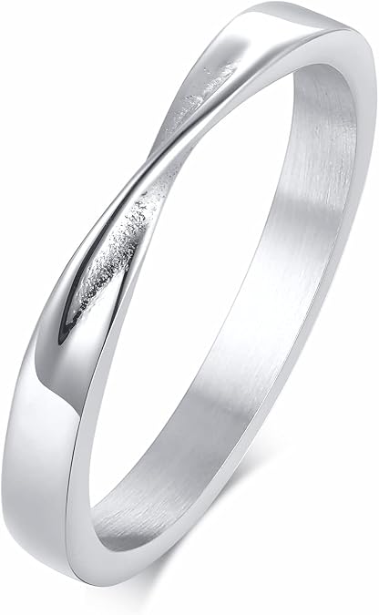 Thin 3mm Womem Mobius Rings Stainless Steel Rings Twist Mobius Rings Wedding Band
