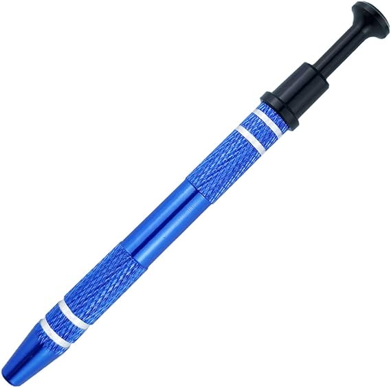 IC Chip Pick up Tool with Stainless Steel 4 prong Grabber Tool for Small Parts, Electronic Components Catch, Manicure Cotton Ball Claw, Hex Nuts Screws, Jewelry Terp Pearls Gem Tweezers, Blue