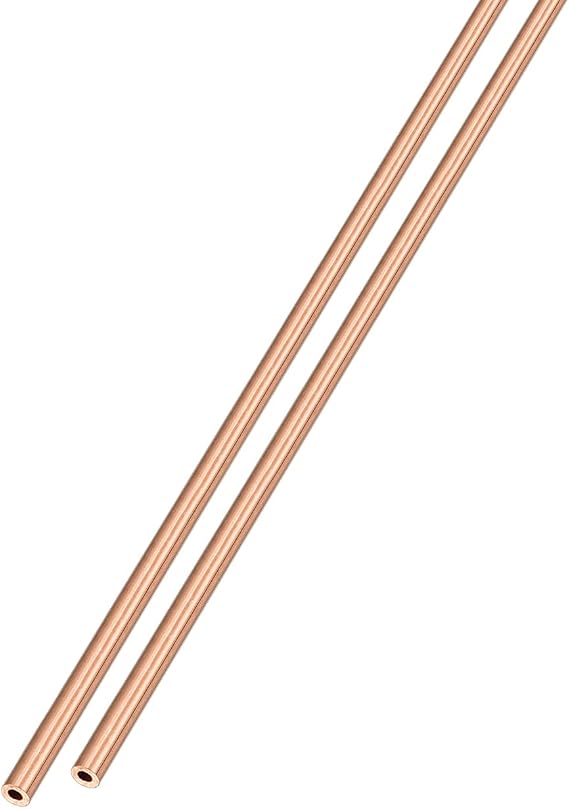 METALLIXITY Copper Tube (2mm OD x 0.25mm Wall T x 300mm L) 2Pcs, Straight Tubing - for Home Furnishing, Machinery, DIY Handicraft